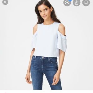 Club Monaco Light Blue Cold Shoulder Top
